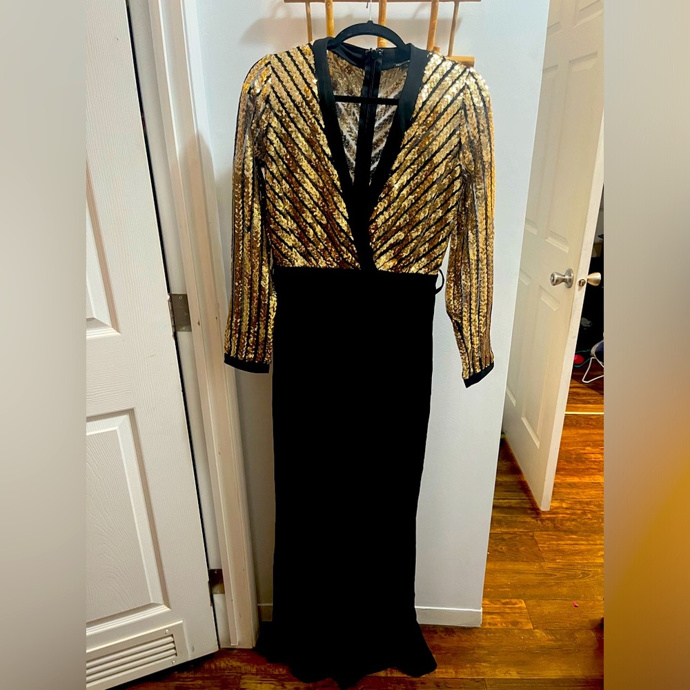 Formal Black Plunge Sequined Swiftie Pantsuit